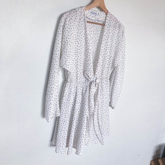 3 FOR $15 White polka dot sheer dress with front knot tie - Picture 4 of 11
